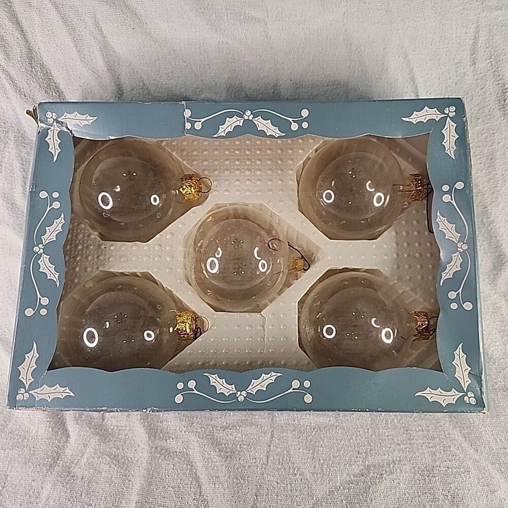 Christmas Ornament Kurt S. Adler Clear Glass Ball With Crown Finials Colombia